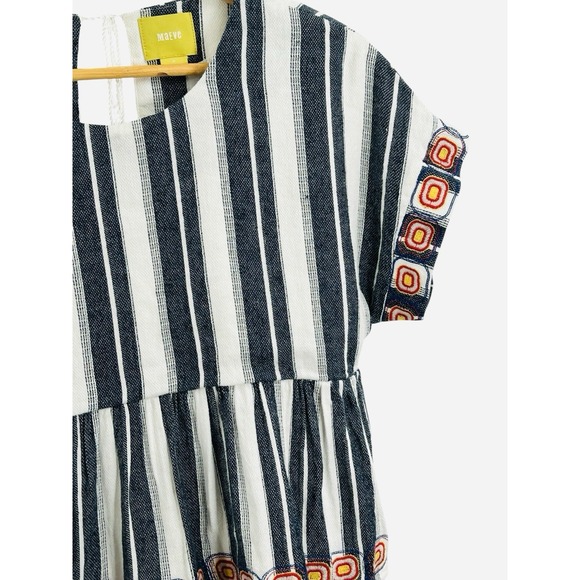 Maeve Anthropologie‎ Vieques Striped Embroidered Tie Back Crop Top M Boxy Fit - Picture 3 of 7